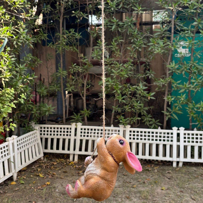 Adorable Brown Bunny Rabbit Hanging Garden Ornament