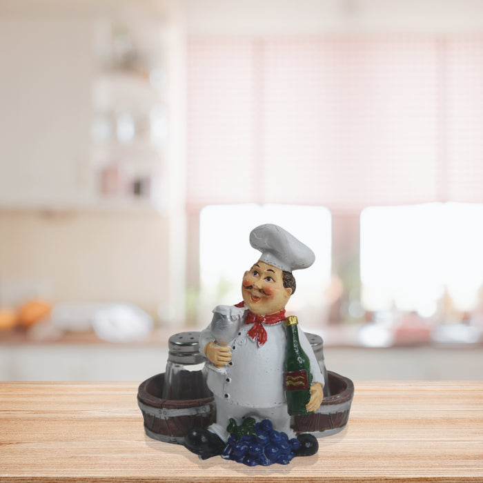 Wonderland Chef Statue - Salt Pepper Bottle Holder Ornaments Home Decor Kitchen Resin Crafts Chef Statue for Kitchen Decoration -02