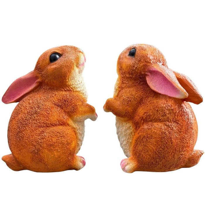 Wonderland Pair of Small Sitting Rabbit Garden Statues - Durable Resin Bunny Figurines for Outdoor and Indoor Decor