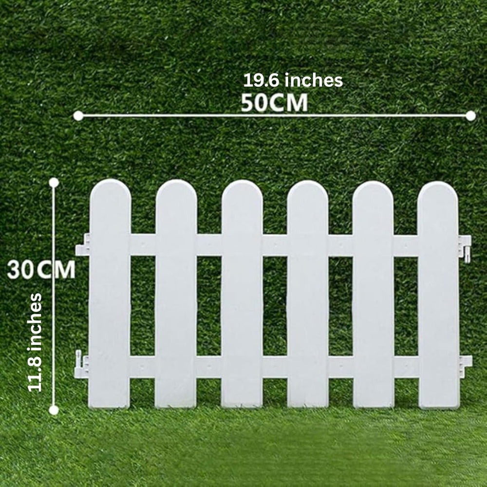Pack of 6pc PP 11.8 inch Picket self standing fence for outdoors| 13.1 feet Coverage