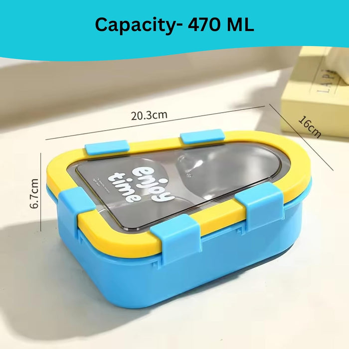 Kids- 470 ml SS lunch Box 304 Stainless Steel Enjoy Time Tiffin Box (price per pc)