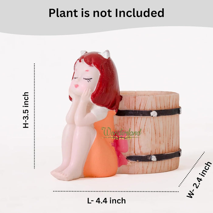 3.5 Inch Dream Girl Succulent Planter – Decorative Resin Flower Pot for Indoor Plants, Cute Miniature Garden Decor & Desk Accessory- Plant Not Included