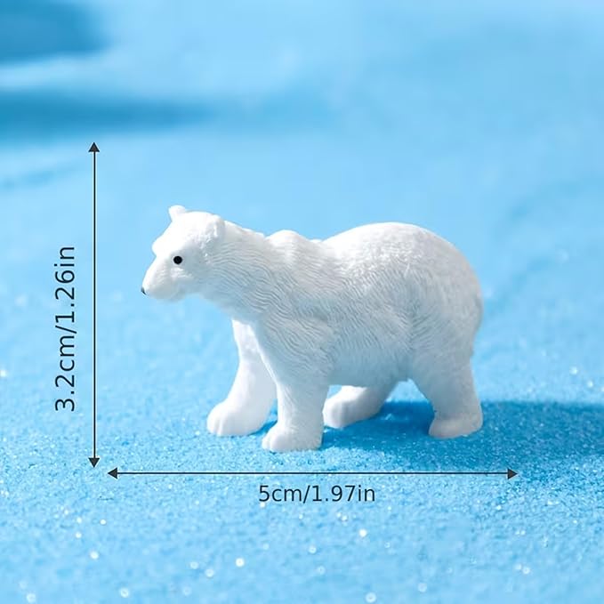 Wonderland Miniature Arctic Bear Figurine Set – 3 Piece Small White Bear Resin Sculptures for Crafts, Desk Decor, and Miniature Displays| Fairy Garden Accessory | Doll House