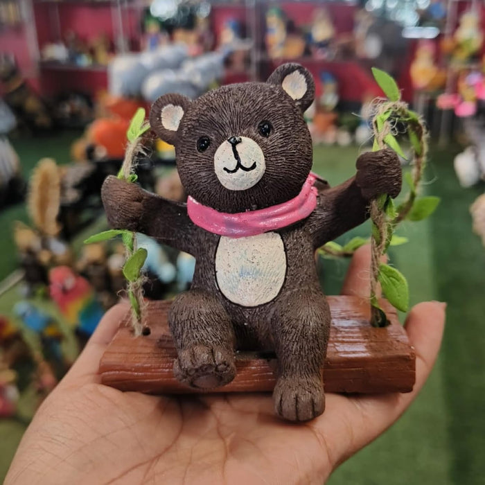 Adorable Hanging Garden Bear on Swing