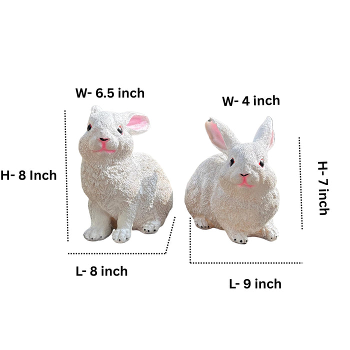 7 inch White Rabbit Set of 2, for Garden Décor|Outdoor Décor for Garden, Yard, Lawn, Patio| Gifting Purpose| Balcony Decoration