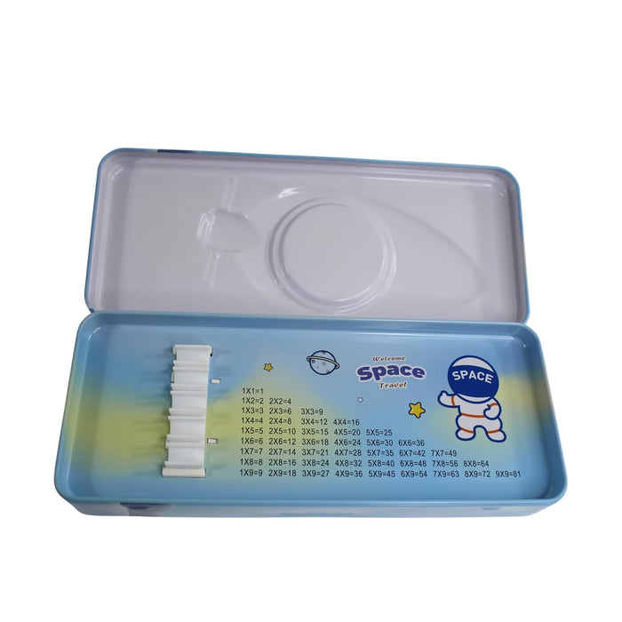 3D Embossed Metal Pencil Box with Dual Compartment -01