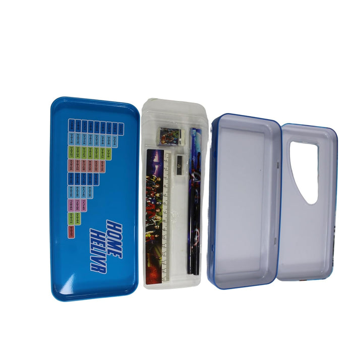 Cartoon Design Metal Pencil Box for School Kids with Multiplication Tables 2 Pencils 1 Sharpener 1 Earser 1 Scale - 03