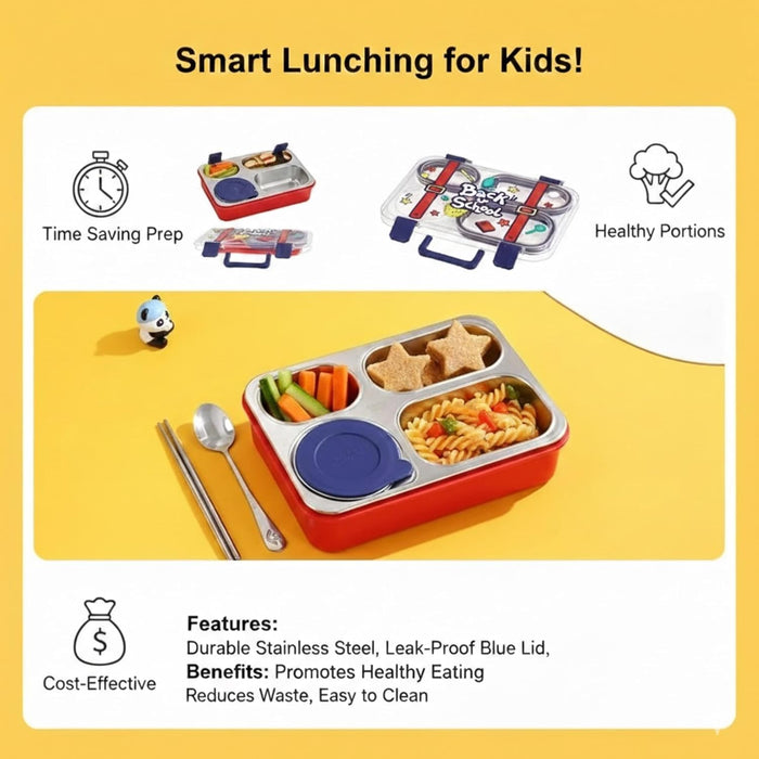 Imported Kids- 700 ml SS Lunch Box Stainless Steel, Leakproof Tiffin Box (price per pc)