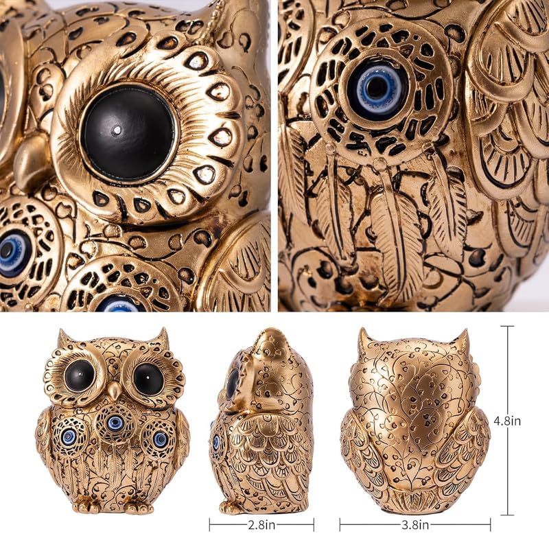 Golden Evil Eye Owl Figurine
