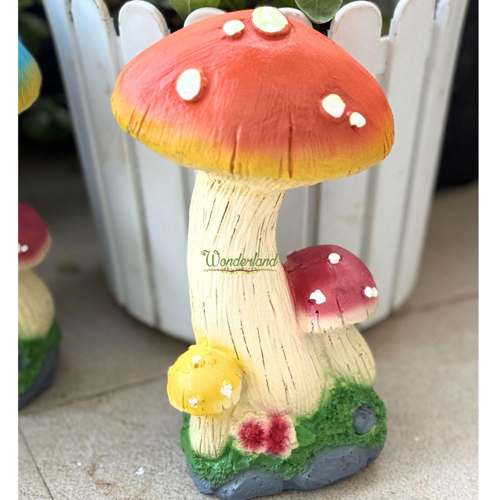 Triple Mushroom Garden Statue - Colorful Toadstool Home & Outdoor Decor