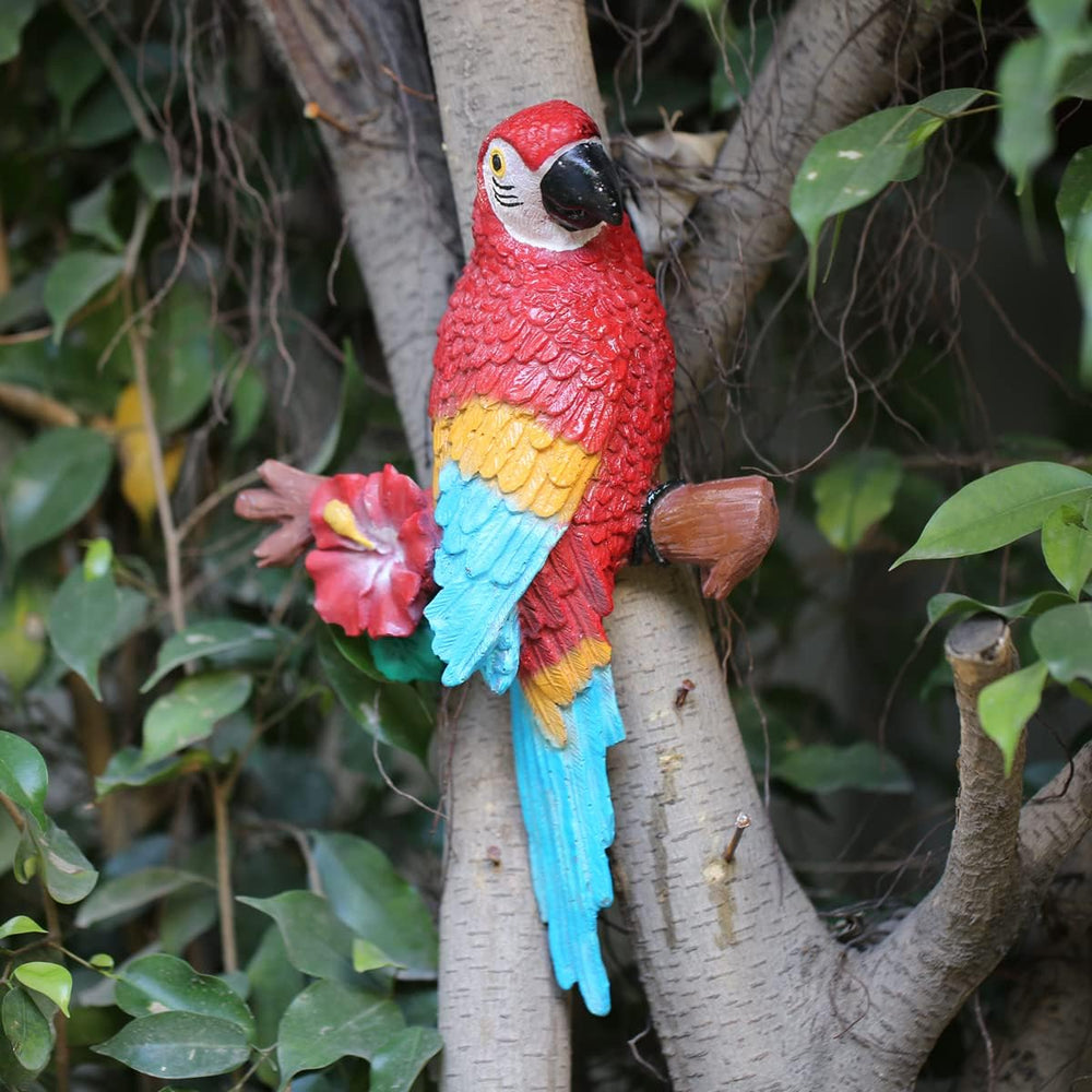 Parrot Sitting on Flower Branch