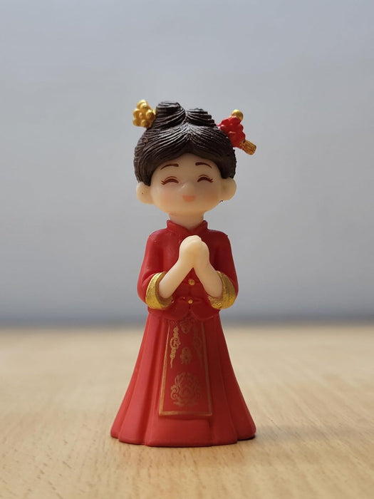  Mini Chinese Wedding Couple Dolls – Adorable Resin Bride & Groom