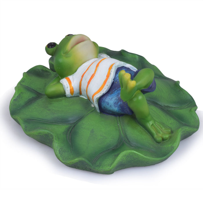 Wonderland Floating/Floater Relaxing Frog Made of Resin for Home or Garden Decor Decoration