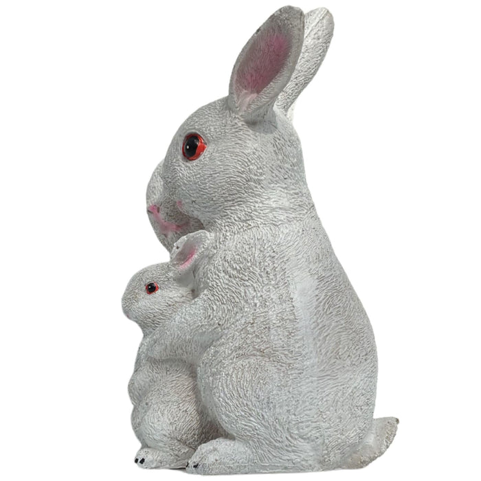 5 Inch White Rabbit Family Statue for Garden Décor|Outdoor Décor for Garden, Yard, Lawn, Patio| Gifting Purpose| Balcony Decoration