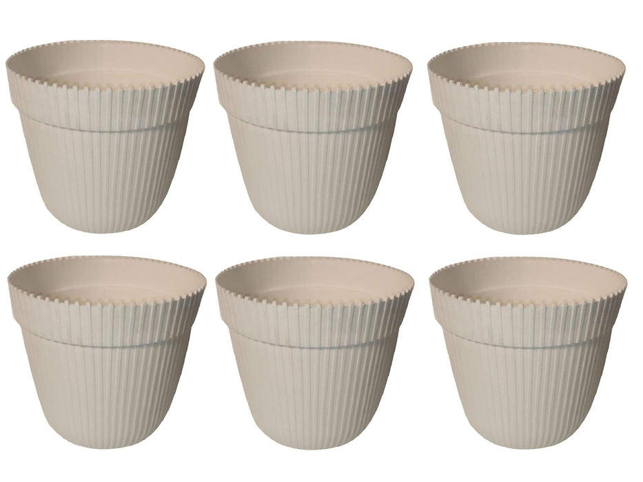 Wonderland (Set of 6) self Rimmed Plastic pots in White