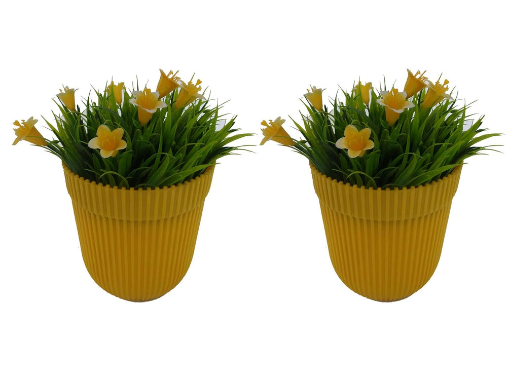 (Set of 2 Yellow Fresh Plastic Garden Pot
