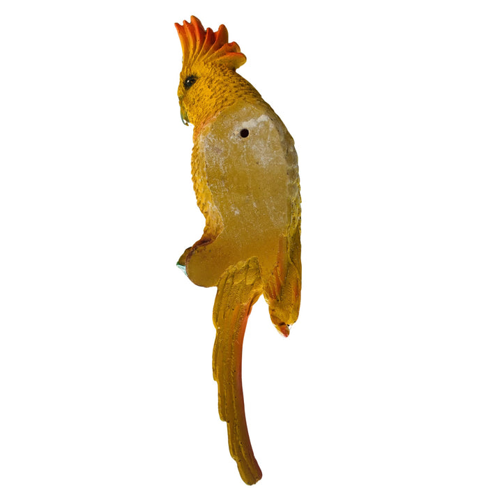 Wonderland Vibrant Yellow & Orange Parrot Figurine with Rose Accent | Statue for Home & Garden