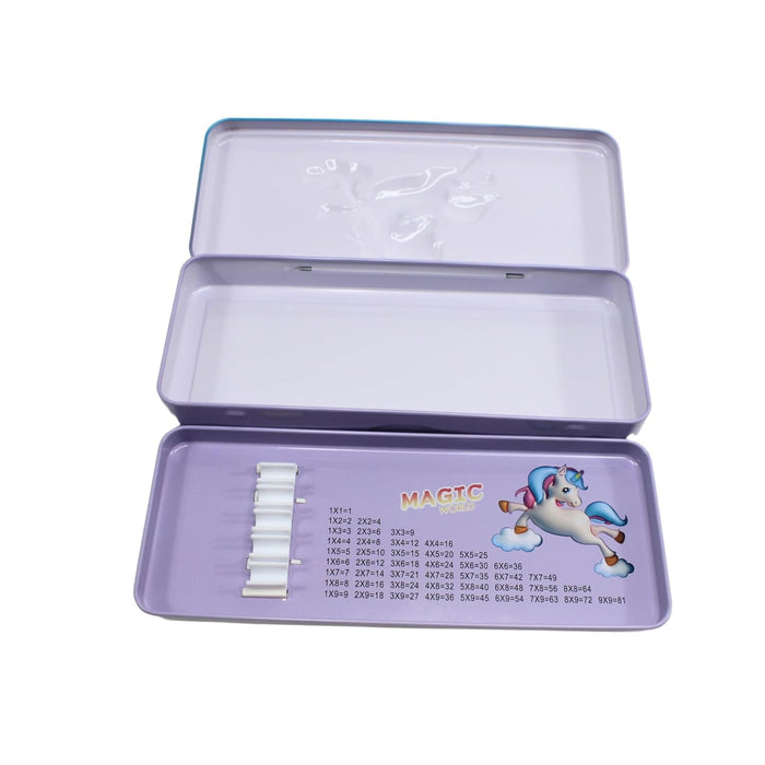 3D Embossed Metal Pencil Box with Dual Compartment -02