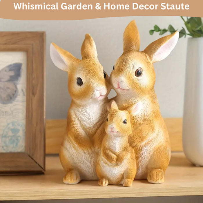 Wonderland brown rabbit family statue For Garden Décor|Outdoor Décor For Garden, Yard, Lawn , Patio| Gifting Purpose| Balcony Decoration