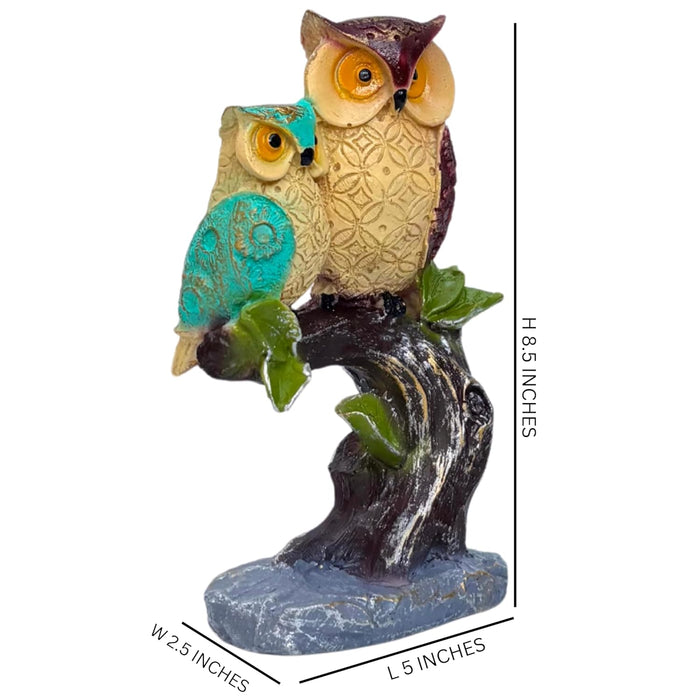 Two Resin Owl Family Showpiece for Home Decor