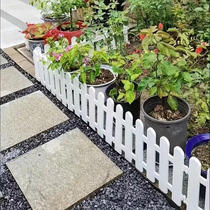 Wonderland Pack of 6pc PP 11.8 inch Picket self standing fence for outdoors| 13.1 feet Coverage Plastic Garden Picket Fence Panel| Decorative Fencing for Pathway, Yard, Lawn