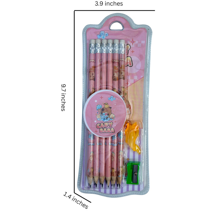 Wonderland 2B Pencil set -Pack of 12  with top erasers , 1 grip and 1 sharpner | Writing pencils for school and return gifts|Pink Colour