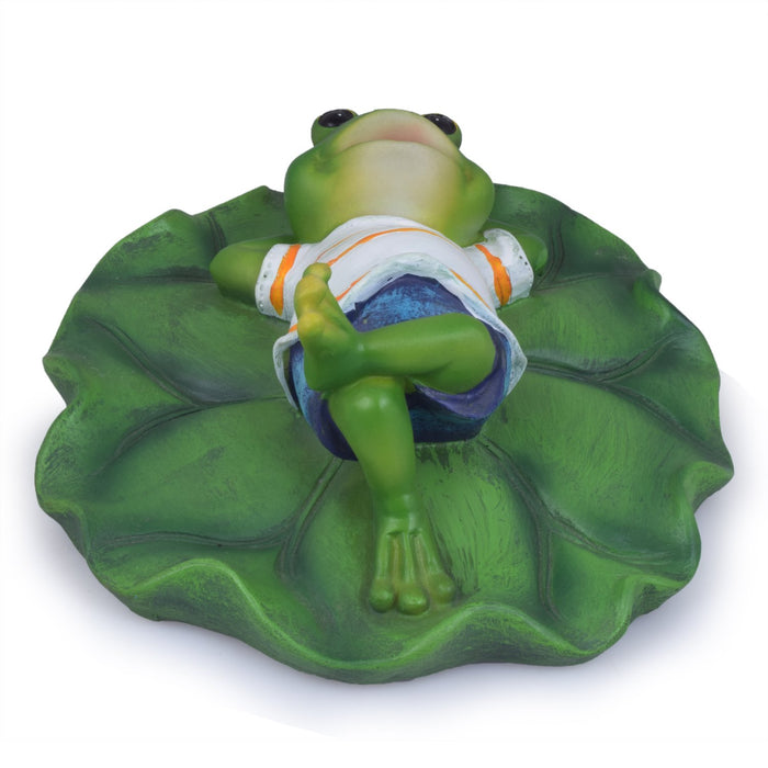 Wonderland Floating/Floater Relaxing Frog Made of Resin for Home or Garden Decor Decoration