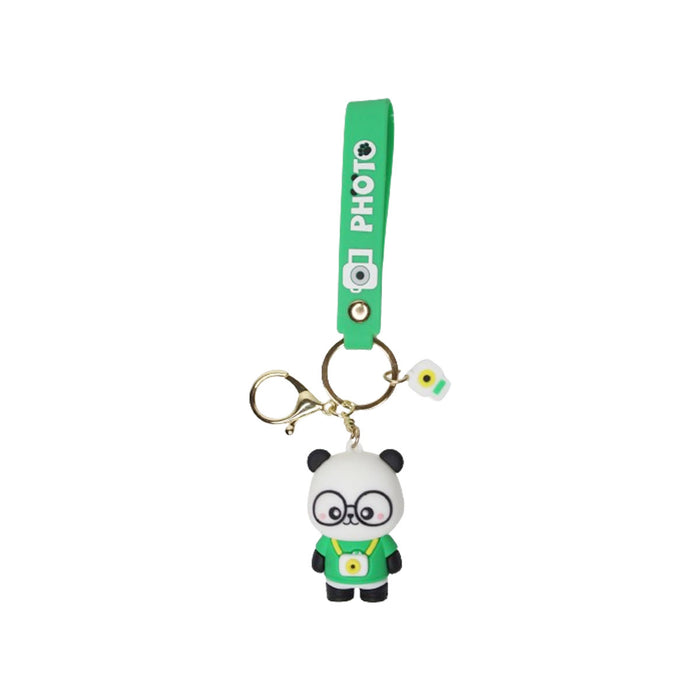 Wonderland Panda Photo Keychain in Green  2-in-1 Cartoon Style Keychain and Bag Charms Fun and Functional Accessories for Bags and Keys