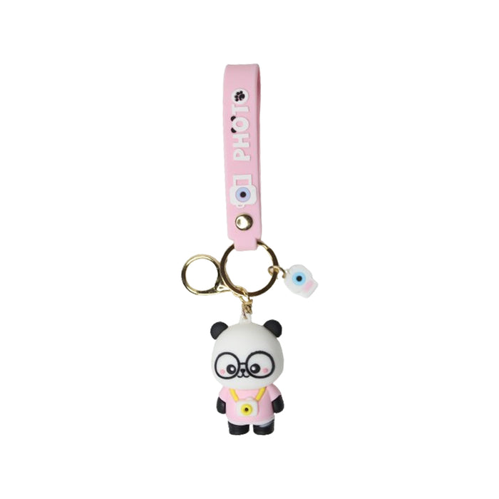 Wonderland Panda Photo Keychain in Pink 2-in-1 Cartoon Style Keychain and Bag Charms Fun and Functional Accessories for Bags and Keys