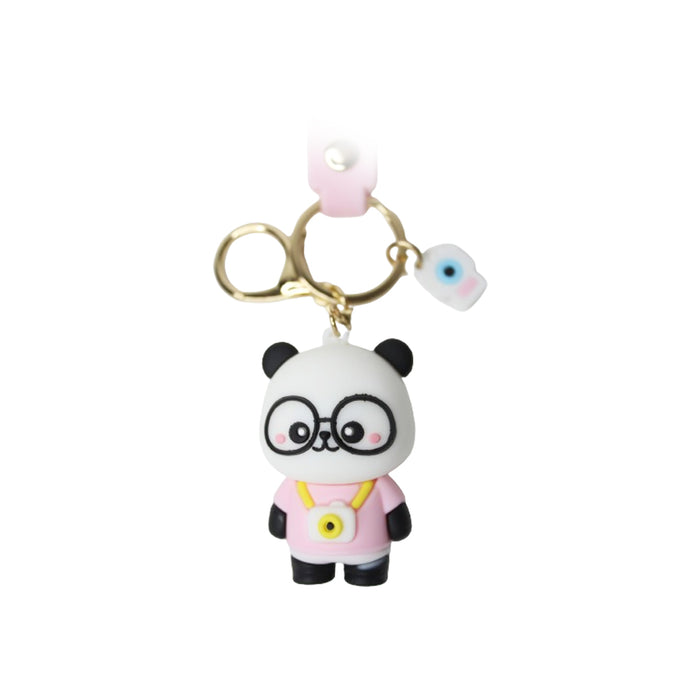 Wonderland Panda Photo Keychain in Pink 2-in-1 Cartoon Style Keychain and Bag Charms Fun and Functional Accessories for Bags and Keys
