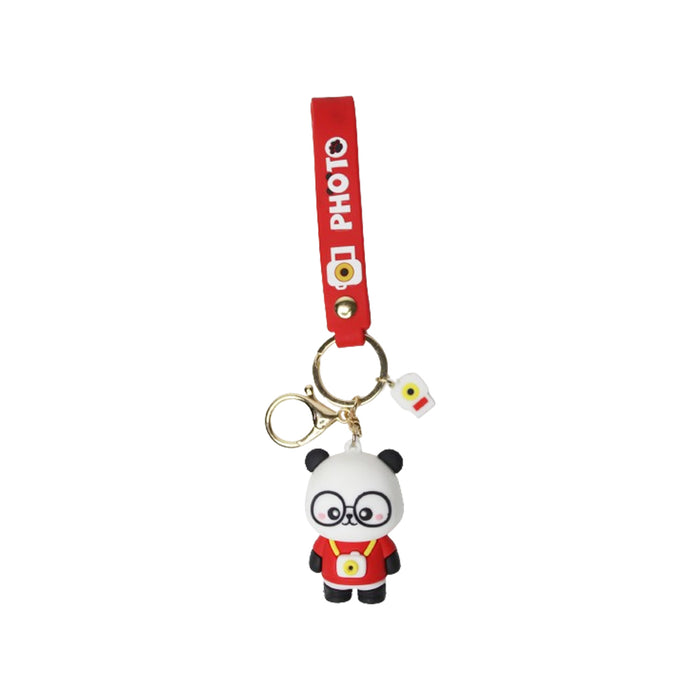 Wonderland Panda Photo Keychain in Red  2-in-1 Cartoon Style Keychain and Bag Charms Fun and Functional Accessories for Bags and Keys