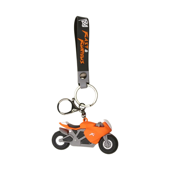 Wonderland bike Keychain in orange 2-in-1 Cartoon Style Keychain and Bag Charms Fun and Functional Accessories for Bags and Keys