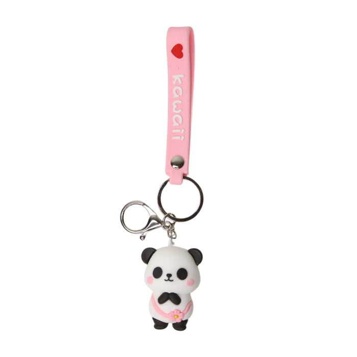 Wonderland Cute Panda Keychain in Pink 2-in-1 Cartoon Style Keychain and Bag Charms Fun and Functional Accessories for Bags and Keys