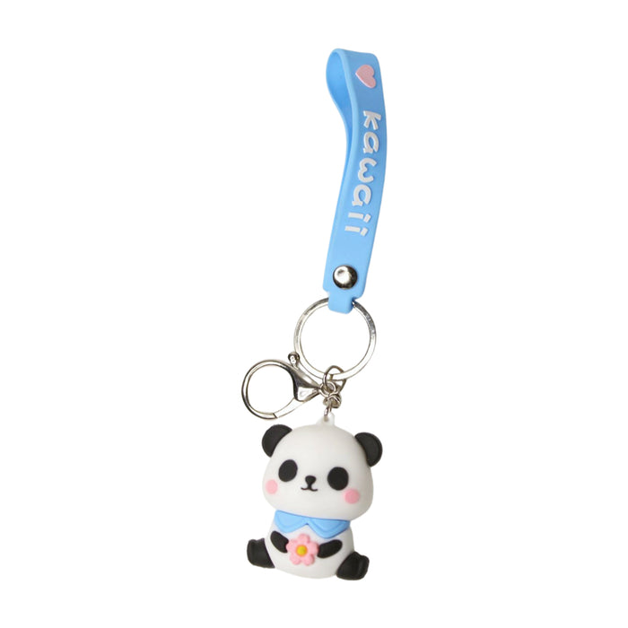 Wonderland Cute Panda Keychain in Blue 2-in-1 Cartoon Style Keychain and Bag Charms Fun and Functional Accessories for Bags and Keys