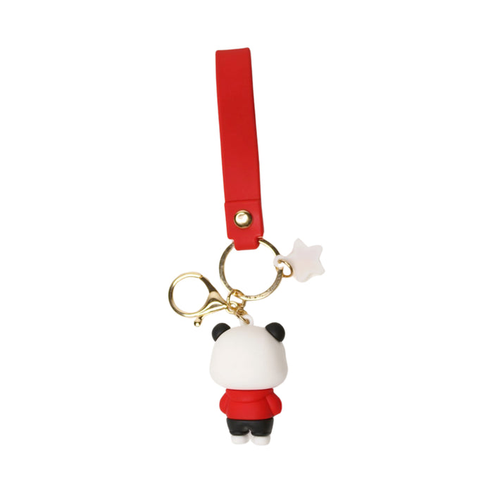 Wonderland Panda Specs Keychain in Red 2-in-1 Cartoon Style Keychain and Bag Charms Fun and Functional Accessories for Bags and Keys