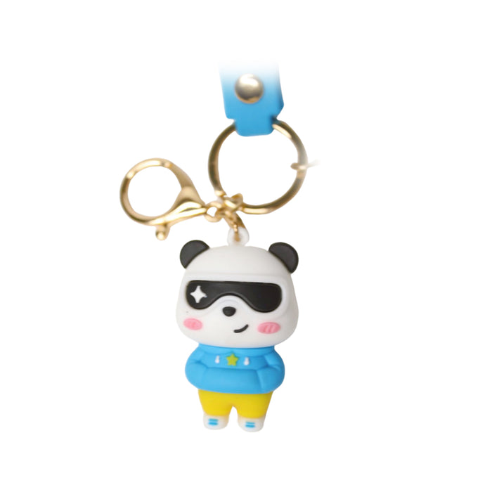 Wonderland Panda Specs Keychain in Blue 2-in-1 Cartoon Style Keychain and Bag Charms Fun and Functional Accessories for Bags and Keys