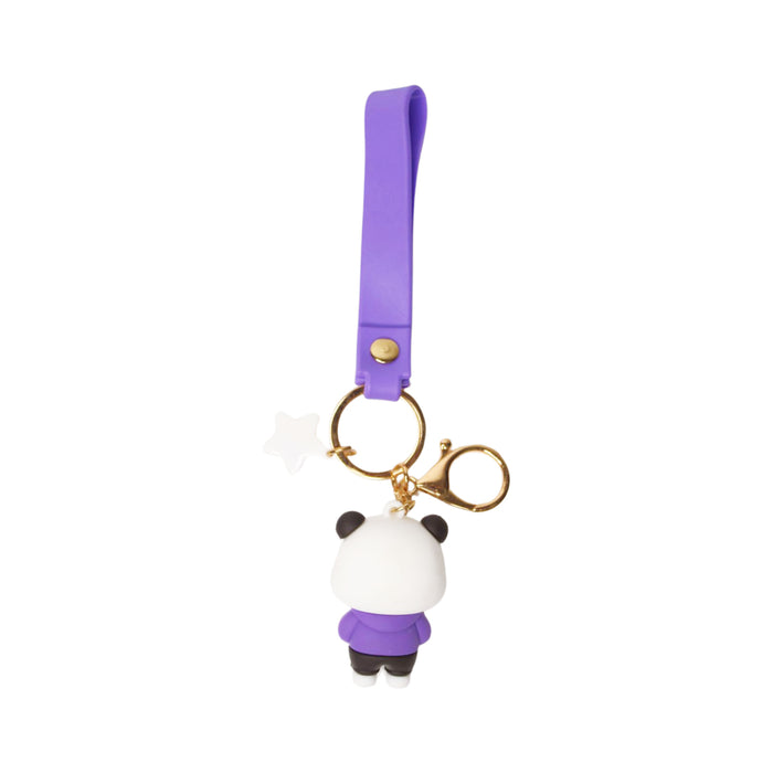 Wonderland Panda Specs Keychain in Purple 2-in-1 Cartoon Style Keychain and Bag Charms Fun and Functional Accessories for Bags and Keys