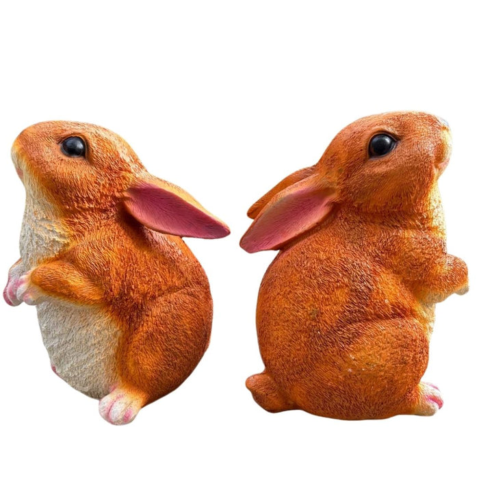 Wonderland Pair of Small Sitting Rabbit Garden Statues - Durable Resin Bunny Figurines for Outdoor and Indoor Decor