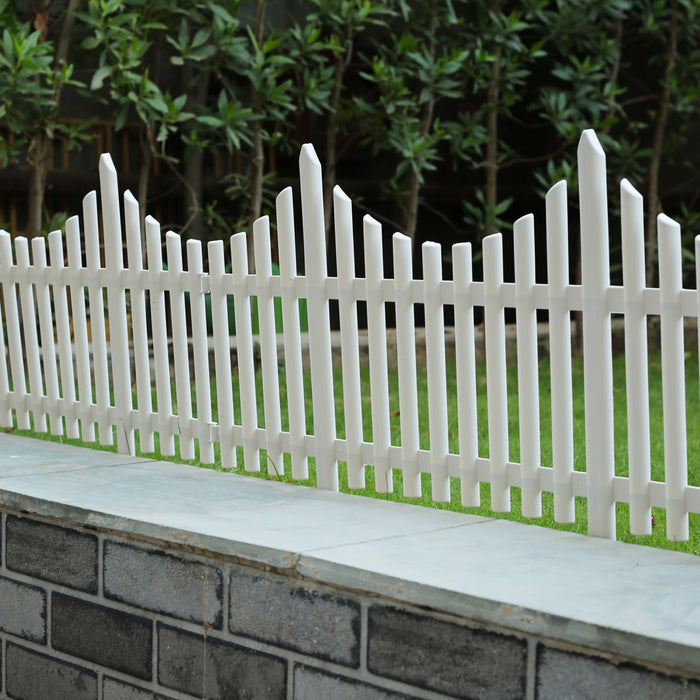 Pack of 4pc PP Picket Fence with Spikes for Outdoors and Flower beds