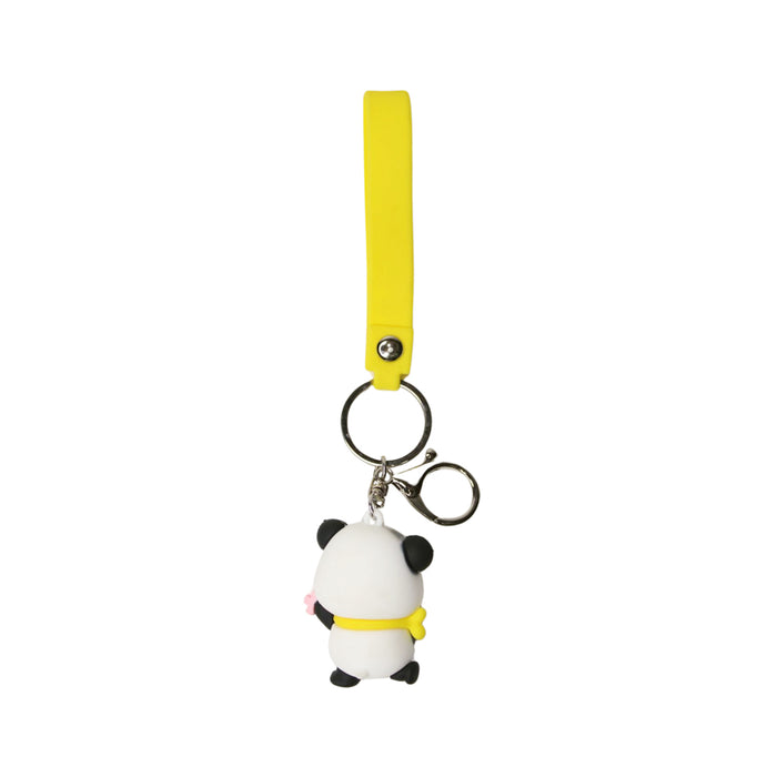Wonderland Cute Panda Keychain in yellow 2-in-1 Cartoon Style Keychain and Bag Charms Fun and Functional Accessories for Bags and Keys