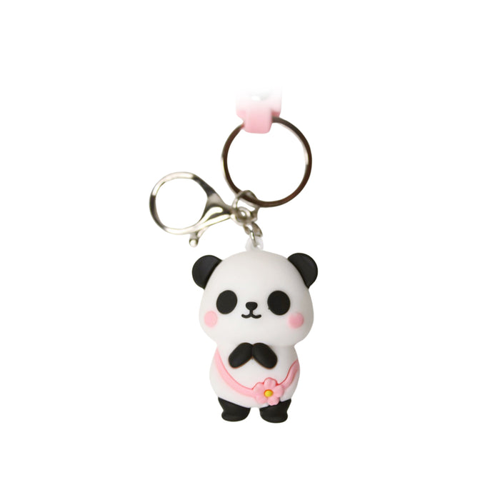 Wonderland Cute Panda Keychain in Pink 2-in-1 Cartoon Style Keychain and Bag Charms Fun and Functional Accessories for Bags and Keys