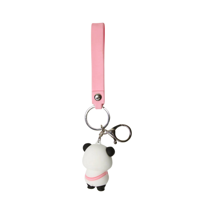 Wonderland Cute Panda Keychain in Pink 2-in-1 Cartoon Style Keychain and Bag Charms Fun and Functional Accessories for Bags and Keys