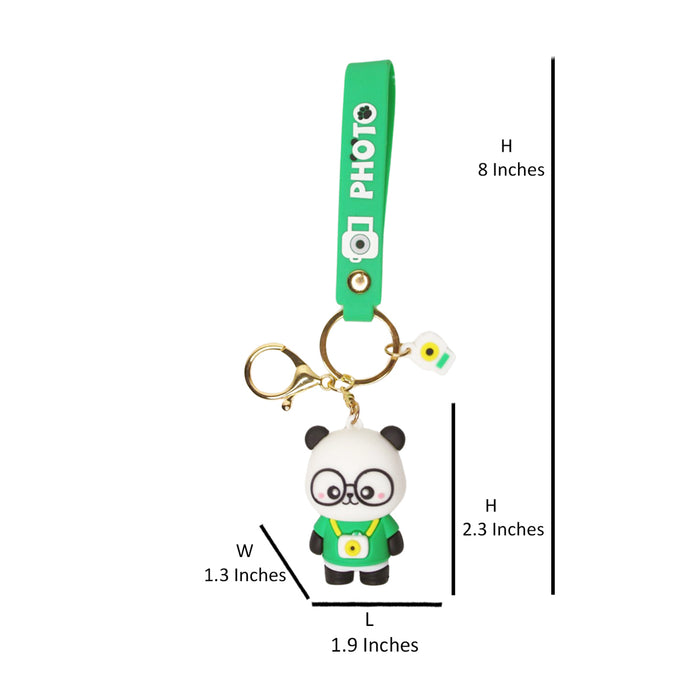 Wonderland Panda Photo Keychain in Green  2-in-1 Cartoon Style Keychain and Bag Charms Fun and Functional Accessories for Bags and Keys