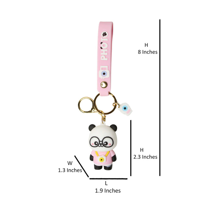Wonderland Panda Photo Keychain in Pink 2-in-1 Cartoon Style Keychain and Bag Charms Fun and Functional Accessories for Bags and Keys