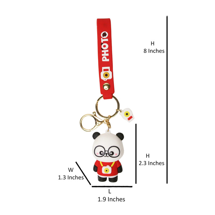 Wonderland Panda Photo Keychain in Red  2-in-1 Cartoon Style Keychain and Bag Charms Fun and Functional Accessories for Bags and Keys