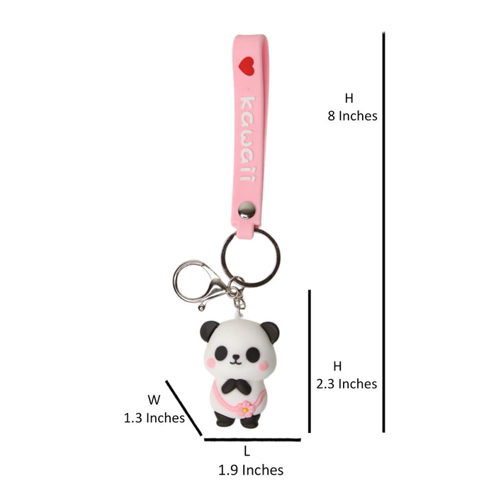 Wonderland Cute Panda Keychain in Pink 2-in-1 Cartoon Style Keychain and Bag Charms Fun and Functional Accessories for Bags and Keys