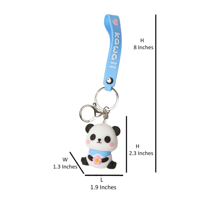 Wonderland Cute Panda Keychain in Blue 2-in-1 Cartoon Style Keychain and Bag Charms Fun and Functional Accessories for Bags and Keys