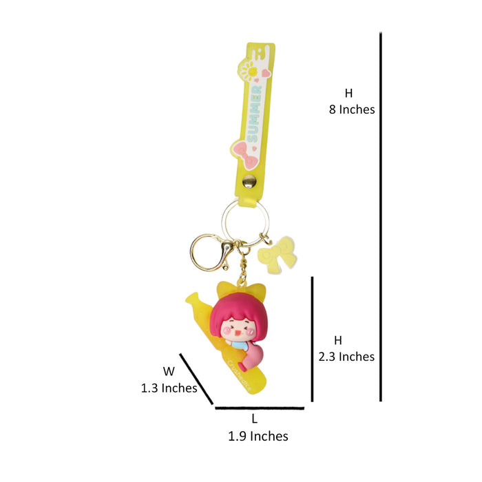 Wonderland Summer Keychain in yellow  2-in-1 Cartoon Style Keychain and Bag Charms Fun and Functional Accessories for Bags and Keys