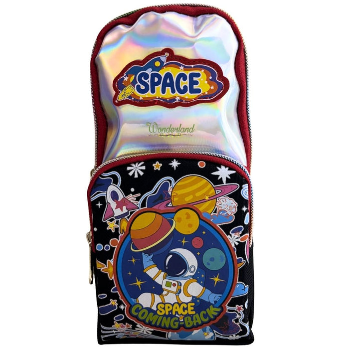 Holographic Space Explorer  Backpack Case – Multi-Pocket Astronaut Stationery Pouch