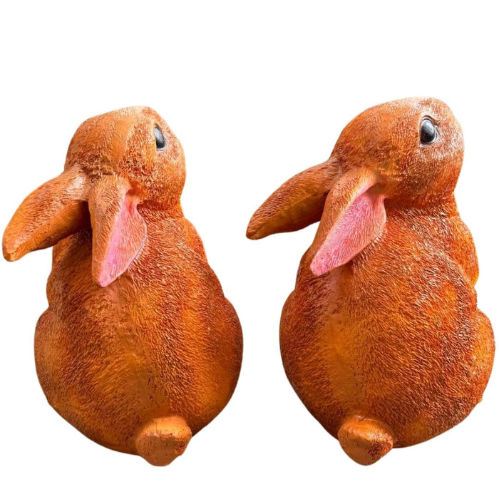 Wonderland Pair of Small Sitting Rabbit Garden Statues - Durable Resin Bunny Figurines for Outdoor and Indoor Decor